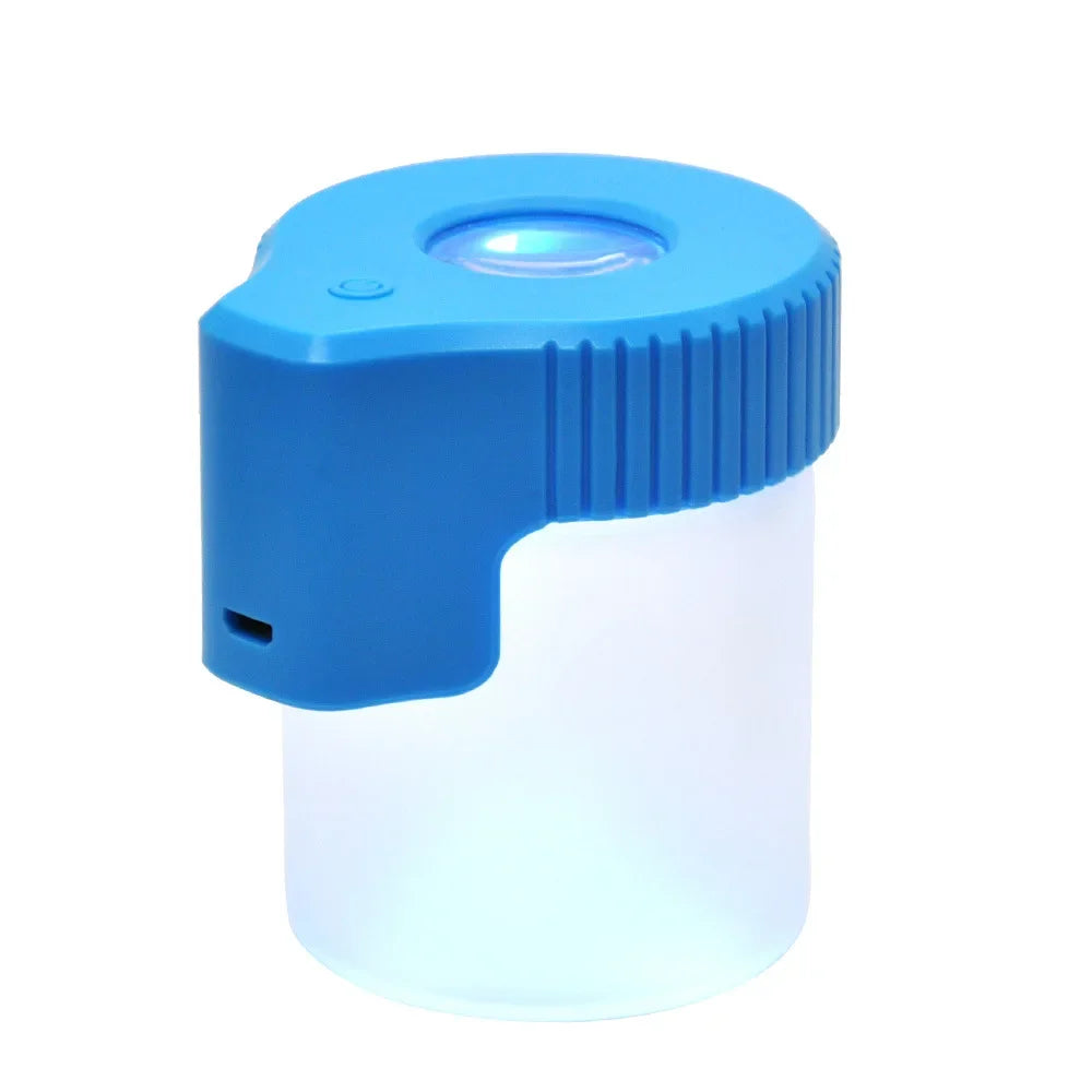 LED Glass Tobacco Jar Bottle Box with Magnifier Sealed Vacuum Herb Tobacco Jar Box Bottle Tobacco Storage Bottle Jar Container