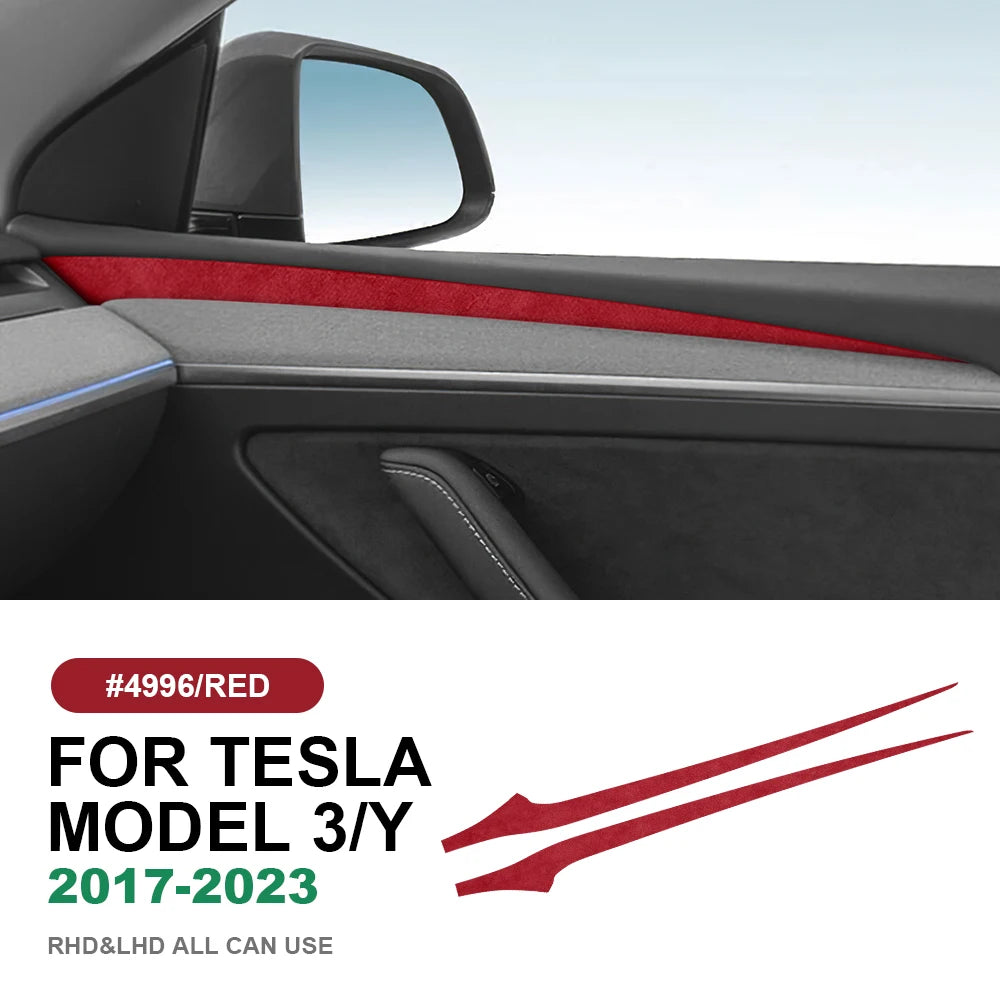 Italian Top Suede Car Dashboard Moulded Trim Sticker For Tesla Model 3 Model Y 2018 2019 2020 2021 2022 2023 Decor Accessories