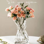 Irregular Transparent Glass Flower Vase 23cm*9cm Big Flower Bottle Tabletop Hydroponic Pot Home Living Room Table Decorations
