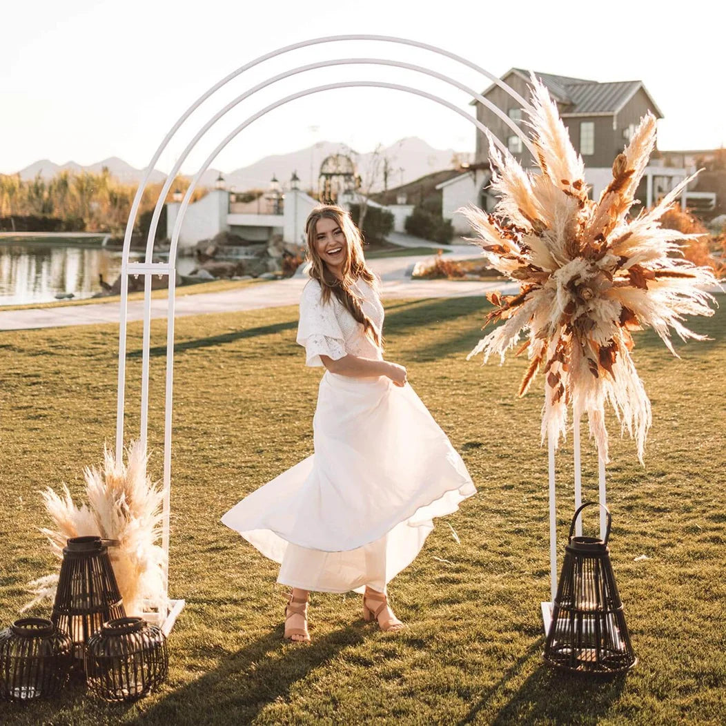 Large White Wedding Arch Stand 3 Layer Balloon Garden Backdrop Metal Rack Arch Frame Pergola Stand