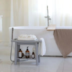 Non-Slip Shower Stool, Mold-Resistant Storage Seat, Double-Decker Bath Bench with Organizer, Mobile Entryway Changing Bench