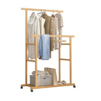 Double Hanging Rails Clothes Rack on Wheels Free Standing Garment Rack with Rolling Wheels