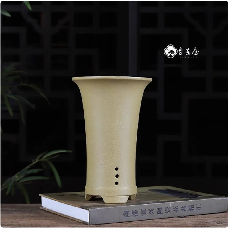 Nature Purple Sand Bonsai Pot, Small Vase,Cymbidium Orchid Plant Pot,Garden,Home Decoration