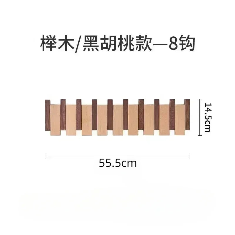 Walnut Wall Hanging Coat Racks Wall Entry Door Porch Hanging Coat Rack Perforated Solid Wood Creative Piano Keys Clothes Hook