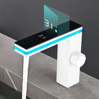 Digital Display Bathroom Basin Faucet Intelligent LED Brass Deck Mounted Washbasin Crane Hot Cold Water Mixer Sink Vanity Tap