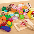 Wooden Kitchen Pretend Toy Simulation Cutting Fruit Food Game Velcro Play Kitchen set Montessori Educational Toy For Boys Girls
