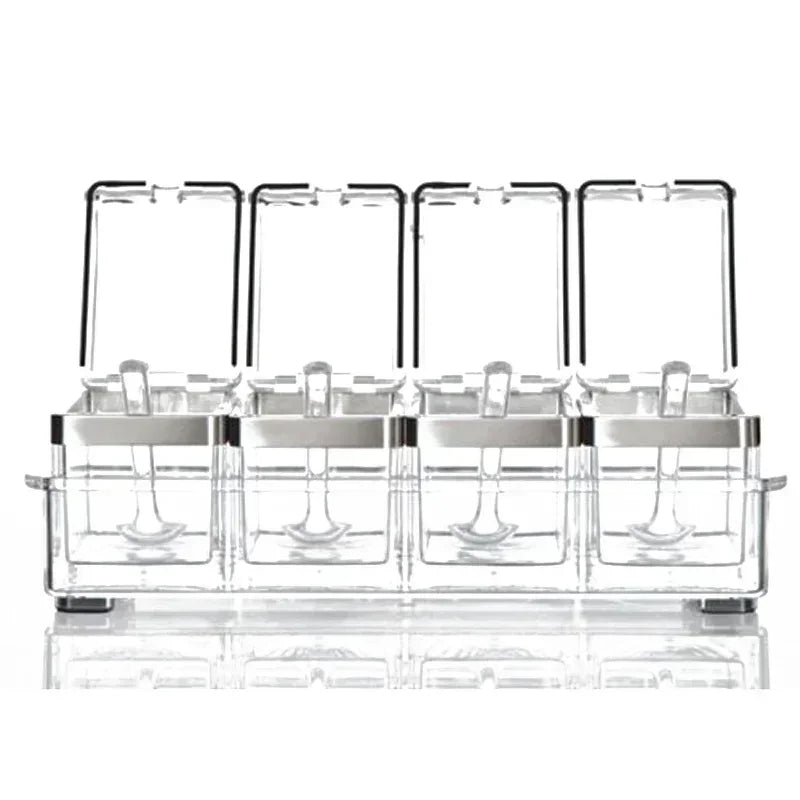 Kitchen Supplies Acrylic Seasoning Box Spice Jar Set Condiment Cruet Bottle Kitchen Organizer and Storage Container