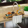 Kitchen Aluminum Sink Storage Rack Sponge Drain Holder Drainer Faucet Shelf Basket Towel Organizer Bathroom Accessories