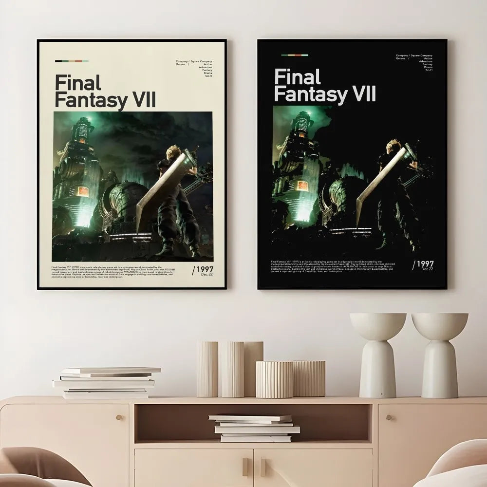 F-Final F-Fantasys Game Cool Poster Sticky Wall Art Printing Waterproof Home Living Bed Room Bar Aesthetic Decor