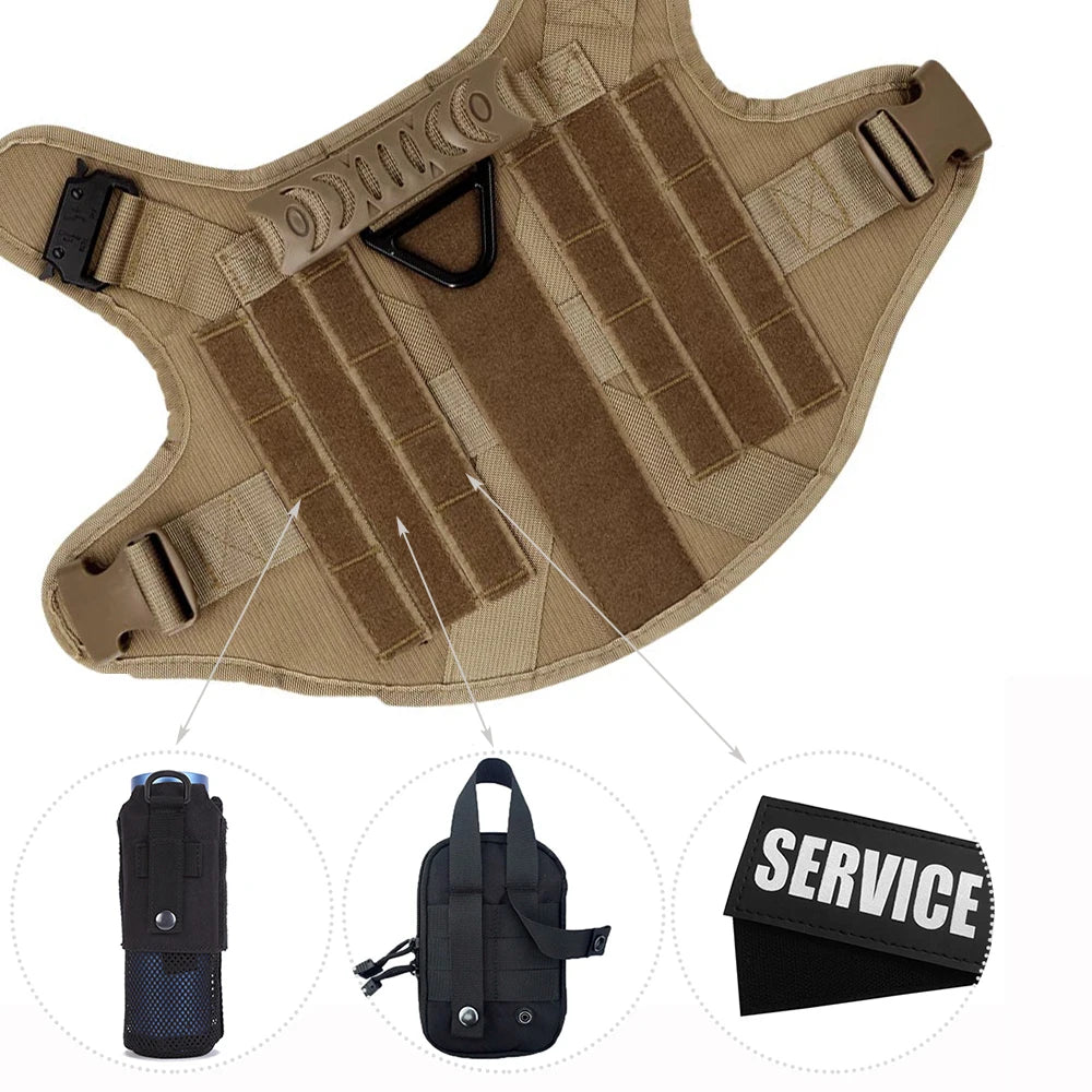 Military Dog Harness Leash Bags Set Pet Tactical Vest Harnesses Walkin