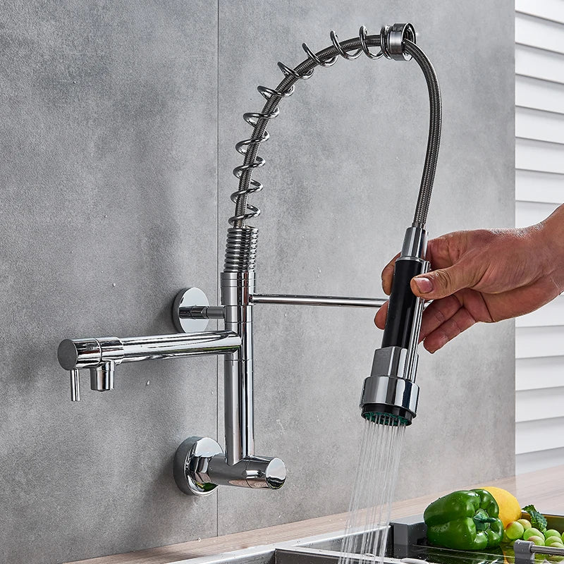Only Cold Water  In-Wall Spring Kitchen Faucet Hand-Held Nozzle Kitchen Faucet Balcony Basin 360 Degree Rotating Kitchen Tap