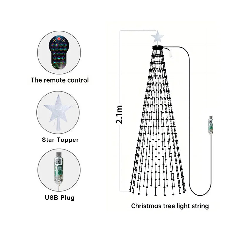 7FT 400LEDs Smart Christmas Tree Lights Fairy LED Lights with Star Topper DIY Color Changing App Remote for Christmas Tree Decor
