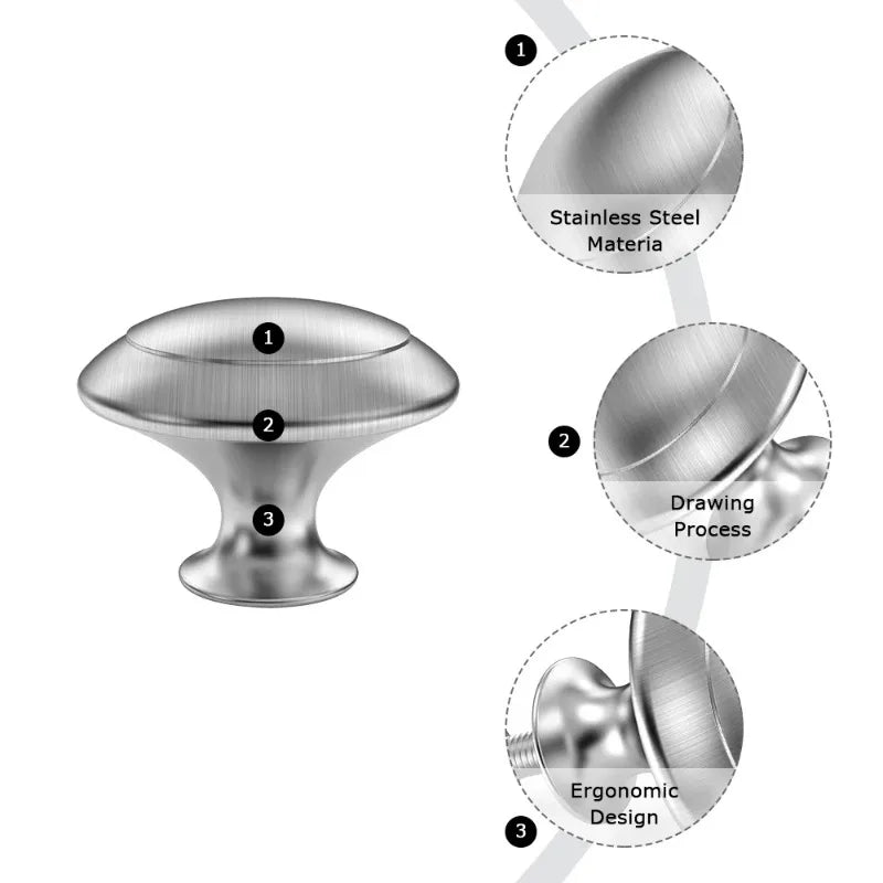Stainless Steel Door Knobs Drawer & Cabinet Pull Handles Kitchen Cupboard Knobs Furniture Hardware Accessory