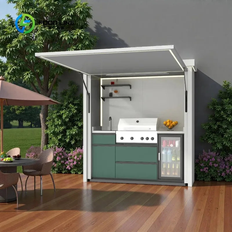 Customized Modern Modular  Outdoor Kitchen with Complete BBQ Setup Backyard Patio Garden Outdoor Kitchen Cabinets