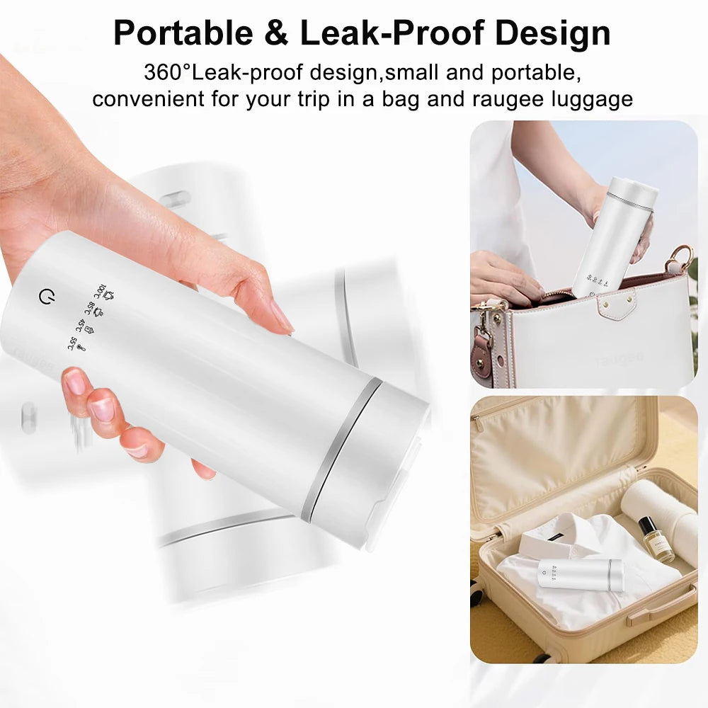 Portable Electric Kettle Mini Electric Kettle Tea Coffee Pot Anti-Scald Water Thermal Cup Keep Warm Hot Water Bottle for Travel