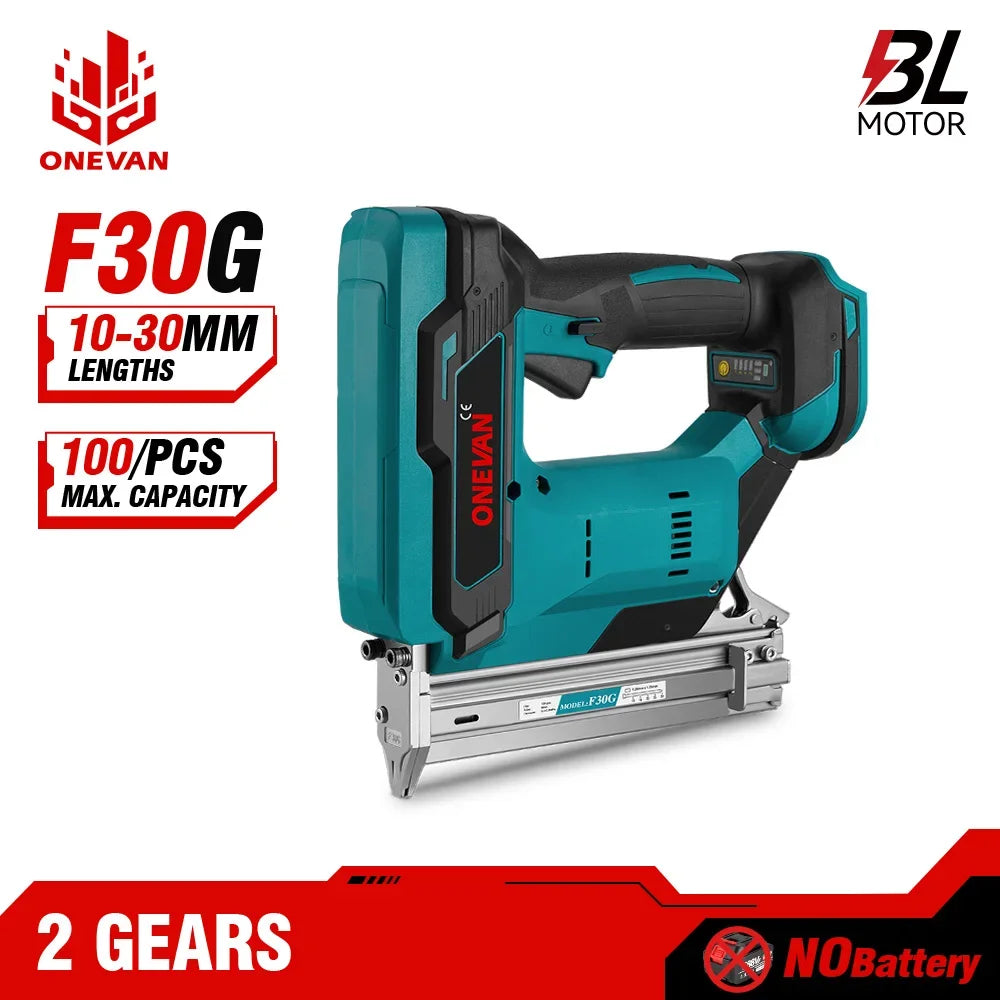 ONEVAN Wireless Electric Nail Gun F30G Nailer Stapler Framing Nailer Tacker Gun Woodworking Power Tool For 21V 18V Battery