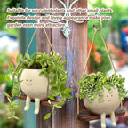Face Head Succulent Pot, Cute Smile Plant Pot Swing Sitting Hanging Planter for Outdoor Indoor, Succulent Planter