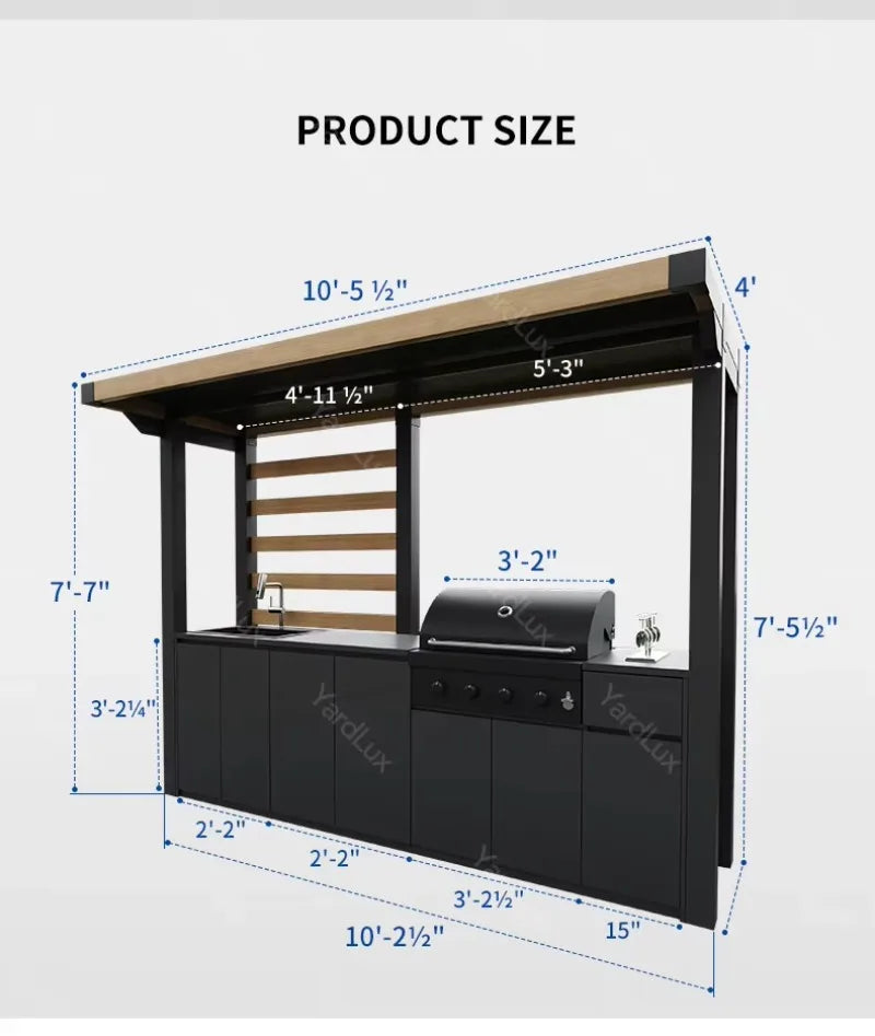 Kamado Grill BBQ Outdoor Kitchen Durable Eco-Friendly Aluminum Cabinets Kitchen Island Backyard Patio Furniture Accessories