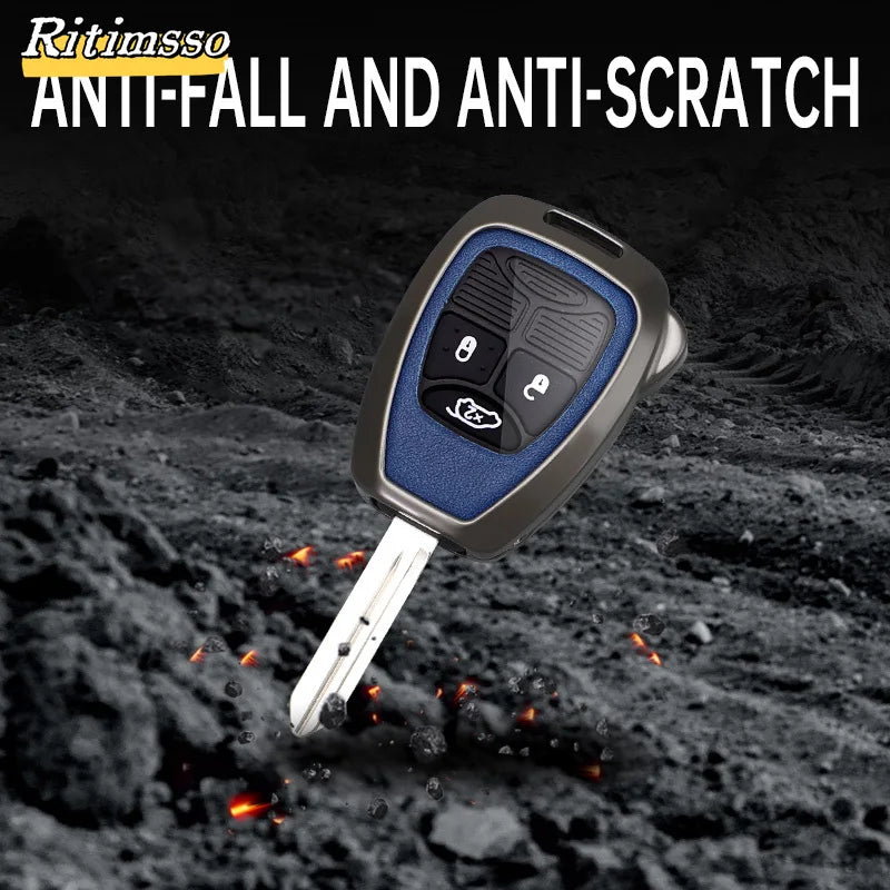 Zinc Alloy +Tpu Car Key Case For Jeep Wrangler Compass Patriot Liberty Chrysler 300 PT Dodge JCUV Caliber Nitro Accessories