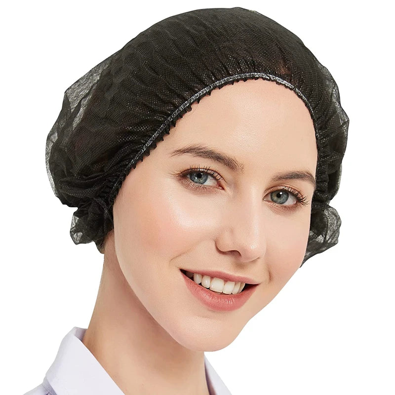 100 PCS Disposable Mop Mob Bouffant Caps 21 inch Non-Woven Clip Hair Head Cover Net for Beauty Food Salon Cooking Hairnets Caps
