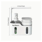 Kitchen Hand and Dish Soap Dispenser Set, Double Soap Dispenser with Sponge Holder and Rag Holder 4 in 1 Kitchen Sink Countertop