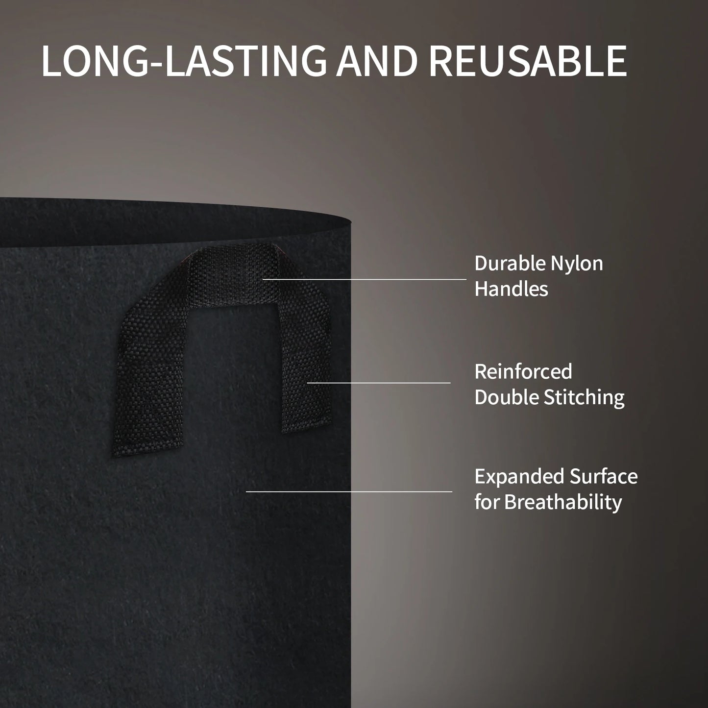 5-Pack 5Gallon Plant Grow Bags Heavy Duty Thickened Nonwoven Fabric Pots with Handles for Vegetable Flower Potato Garden Bags