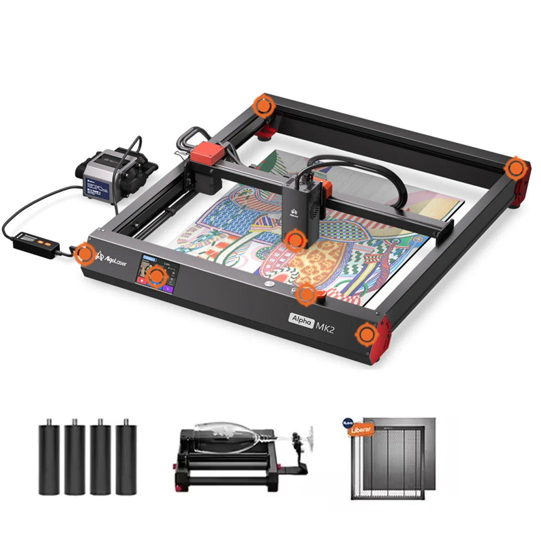 AlgoLaser Alpha MK2 22W 40X85CM Laser Engraving And Cutting Machine Cnc Desktop 20W Laser Engraver Rotary Roller Air Pump