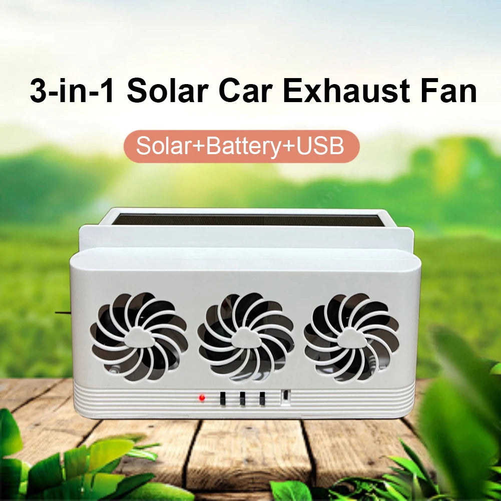 Solar Powered Car Exhaust Fan Eliminate Peculiar Smell Car Radiator Cooling Fan USB Powered Car Window Air Vent Fan for Vehicles