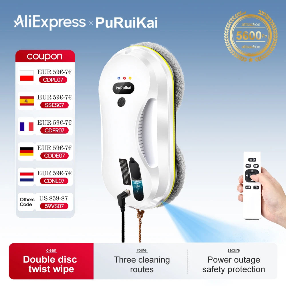 Household window automatic water spray cleaning robot vacuum cleaner remote control electric window wiper household glass wiper