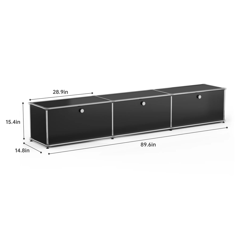 Storage Cabinet Storage Shelf Stainless Steel Metal Board Living Room Cabinet Sideboard Cabinet Modular Furniture-No Keys