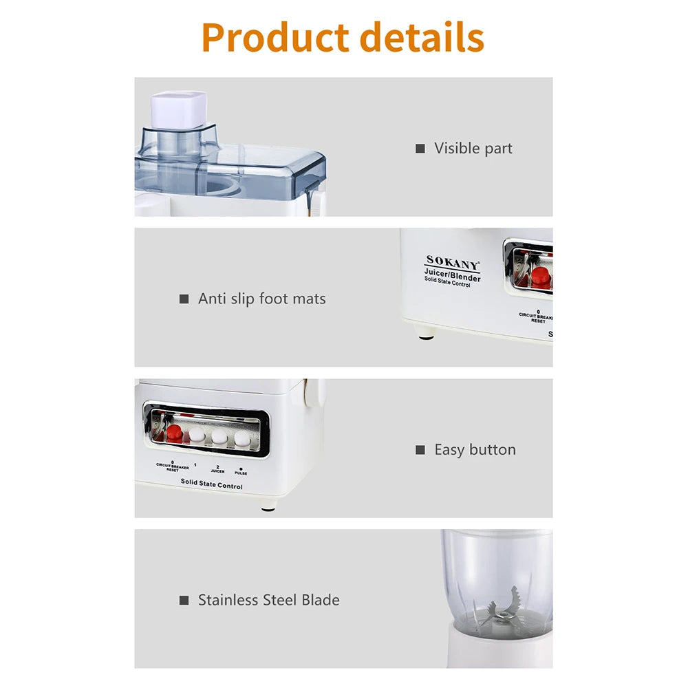4-in-1 Multifunctional Electric Juicer Separator Fruit Food Extraction Portable High Juice Yield and Easy To Clean
