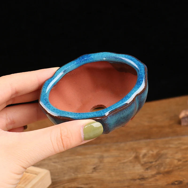 1PC 7.5x5.7x4cm Minimalist Appearance And Color Bonsai Flowerpot Ceramic Craft Plant Pot Planter Garden Decor