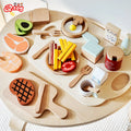 Children Luxury Kitchen Pretend Play Set Wooden Imitation Game Pot Set Cooking Food Simulation Cake Bread Baking Toys for Girls