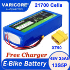 VariCore 36V/48V/60V 25Ah 21700 Lithium Battery Pack 1200w With PCB for 42V 54.6V 67.2V Electric vehicle Batteries + Charger