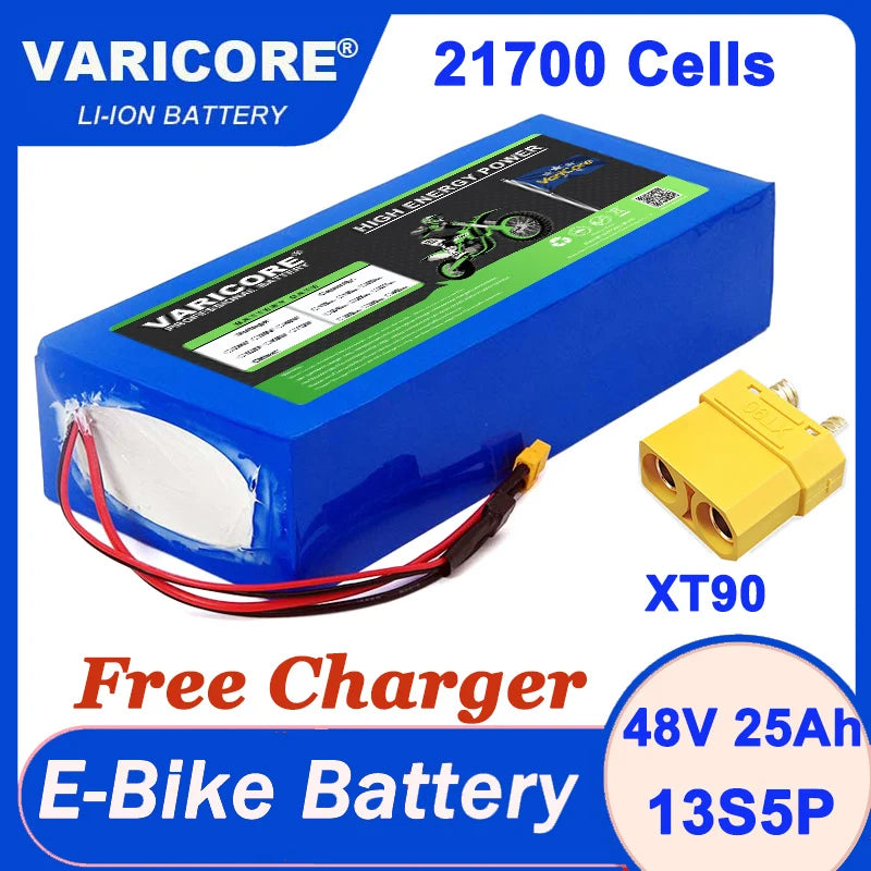 VariCore 36V/48V/60V 25Ah 21700 Lithium Battery Pack 1200w With PCB for 42V 54.6V 67.2V Electric vehicle Batteries + Charger