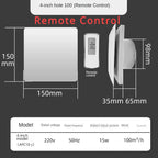 4/6 Inch Exhaust Fan Low Noise Ventilator Fan Home Bathroom Kitchen Be