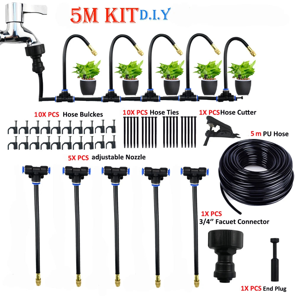 5-20M Universal Atomization Sprinkler Automatic Watering Kits 5M/10M with 20cm Rotating Copper Nozzle Balcony Rainforest Spray