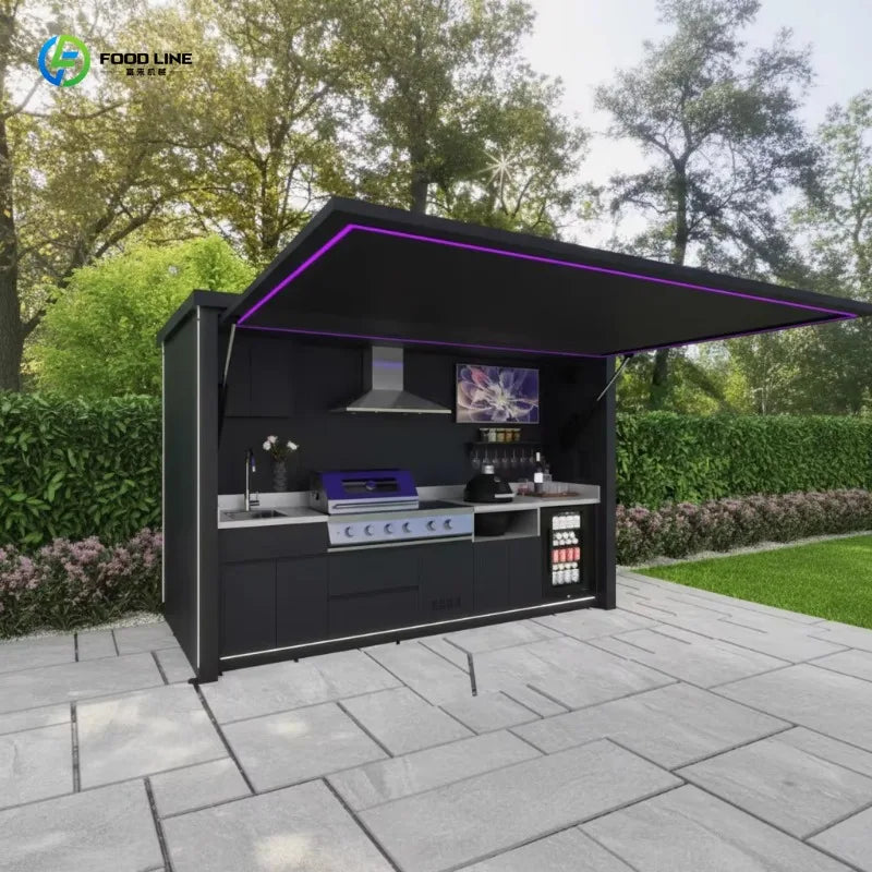 Customized Modular Outdoor Kitchen Cabinet Multifunctional BBQ Island For Villa Courtyard Hotel Outdoor Area