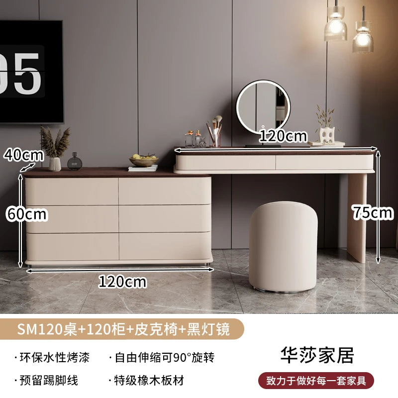 Makeup Mirror Wooden Dresser Set Bedroom Brown Natural Modern Vanity Dressers Nordic Storage Drawer Coiffeuse House Accessories