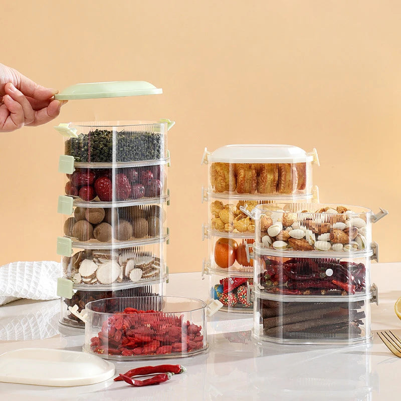 Kitchen Spice Storage Box Onion Ginger Garlic Fresh-keeping Box Multi-layer Food Sealing Moisture-proof Packaging Tank Household