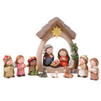 12Pcs Christmas Nativity Figurines with Light Resin Holy Family Birth of Jesus for Christmas Tabletop Church Shelf Chapel