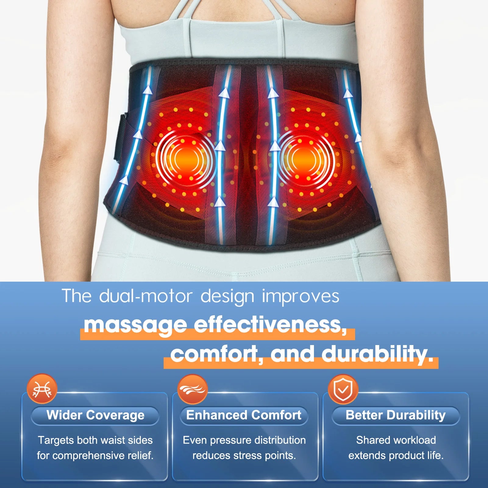 Heating Waist Support Belt Vibration Massage Waist Brace With 5 Levels Adjustable Heated Back Belt Abdomen Warmer Lumbar Support