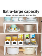 Kitchen Countertop Storage Rack Bowl Plate Pot Organizer Cabinet Internal Layered Shelf Seasoning Tabletop Storage