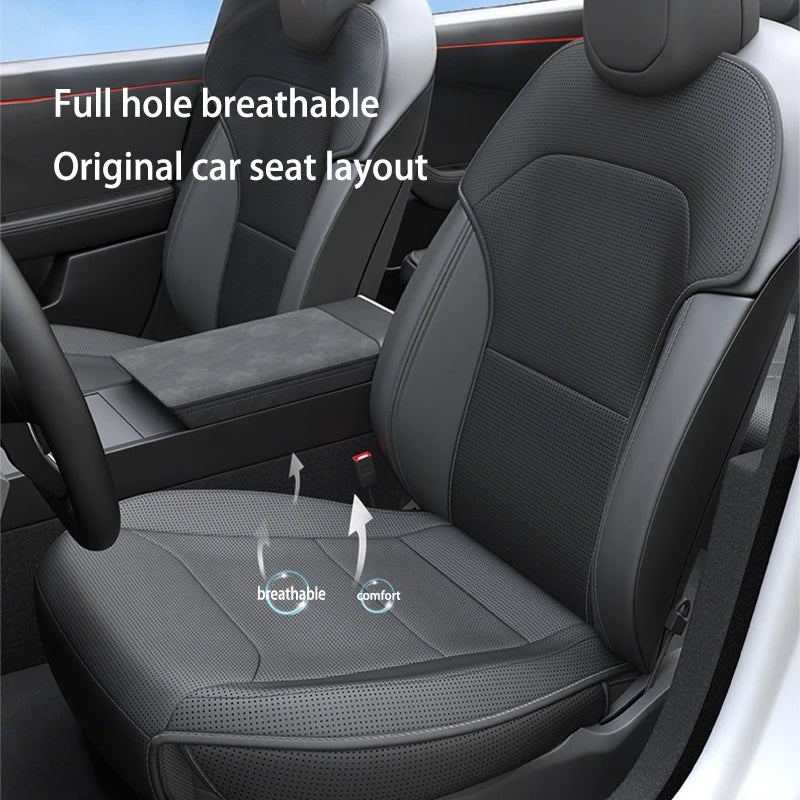 For Tesla ModelY Juniper 2025 PU Seat Cushion Ventilation Comfortable, Four Seasons Universal Split Single Sitting Back row Set
