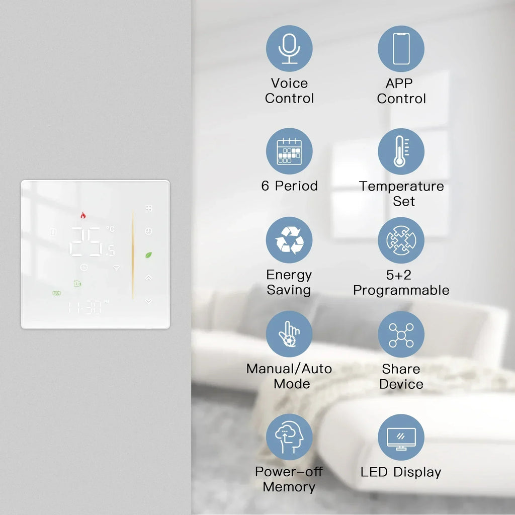 Moes Thermostat WiFi Wireless Room Temperature Controller of Water/Electric Floor Heating Gas Boiler Humidity Tuya Work Alexa