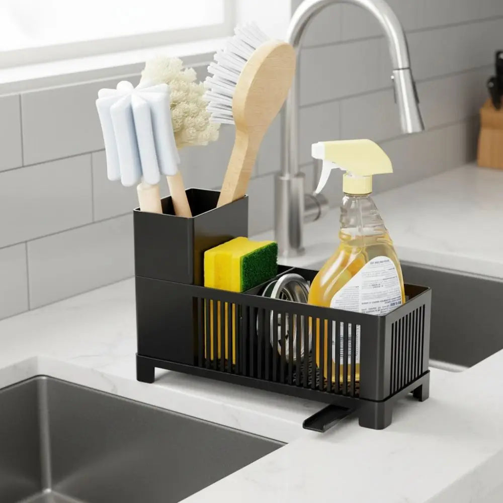 Well-ventilated Kitchen Sink Organizer Space-saving Sponge Holder Sink Sponge Storage Basket Plastic Kitchen Drain Rack