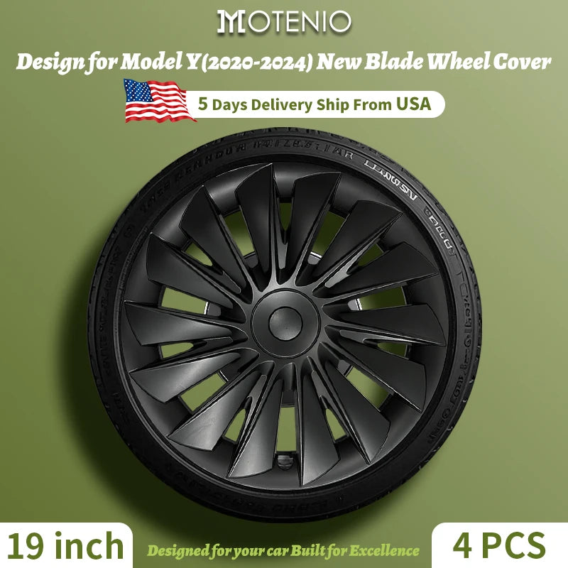 4PCS for Model Y2020-2024 Vehicle Full Coverage New Blade Wheel Cover Cap 19 Inches Hubcaps Automobile Accessories for Tesla