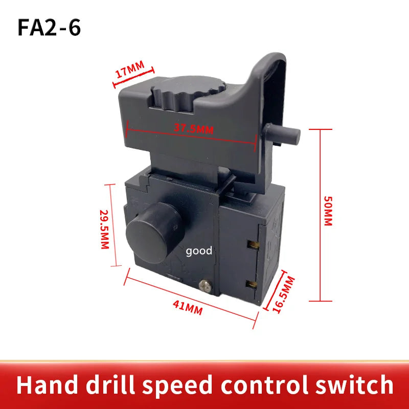 1PCS FA2-6/1BEK 250V 6A 5E4 Red Black Lock On Power Tool Electric Drill Trigger Switch Electric tool fittings switch