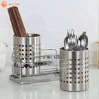 (New) 1Pcs Steel Stainless Cylindrical Chopstick Cutlery Storage Box Suitable For Home Kitchens, Restaurants, And Dormitories