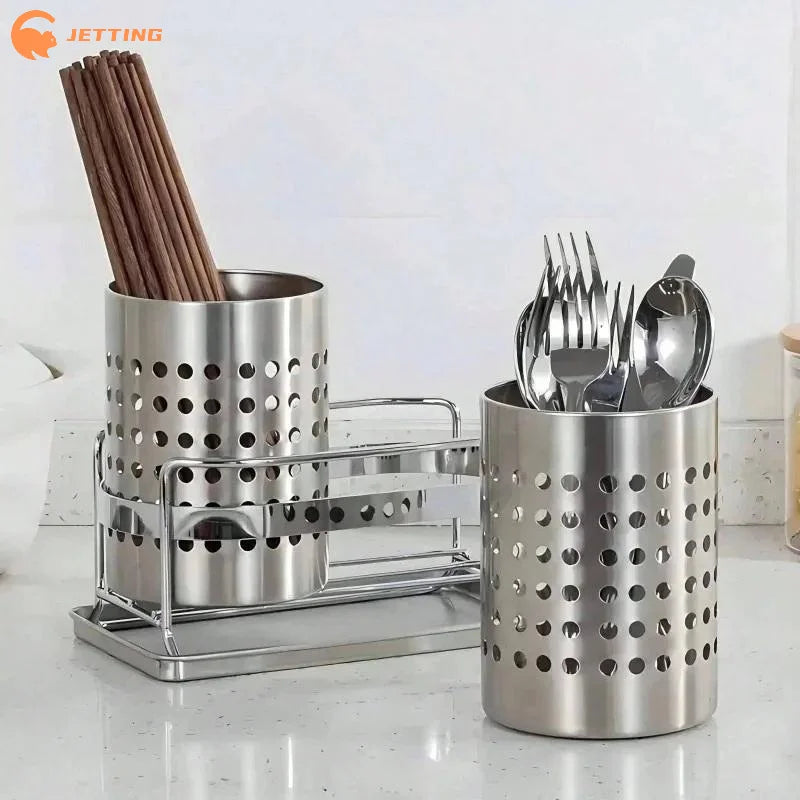 (New) 1Pcs Steel Stainless Cylindrical Chopstick Cutlery Storage Box Suitable For Home Kitchens, Restaurants, And Dormitories